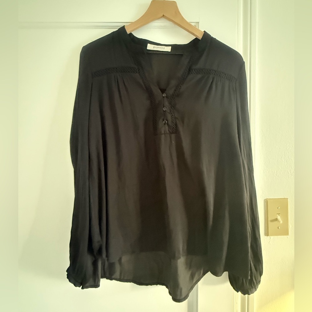 Promod Black Blouse with Button Detail